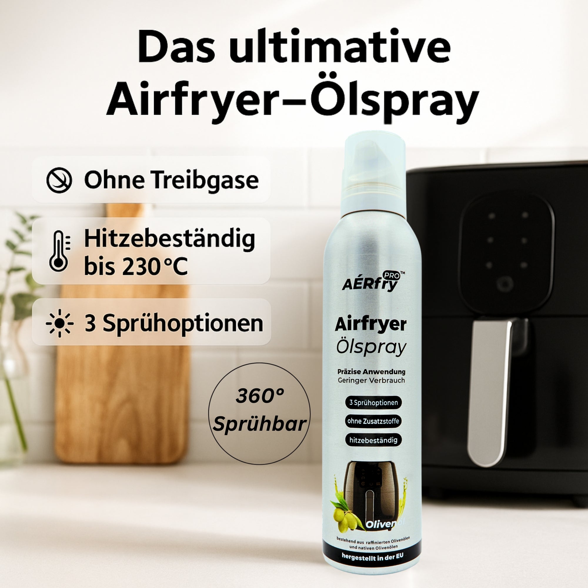 AÉRfryPRO Airfryer Oil Spray – 100% Pure Olive Oil for the Air Fryer & Kitchen