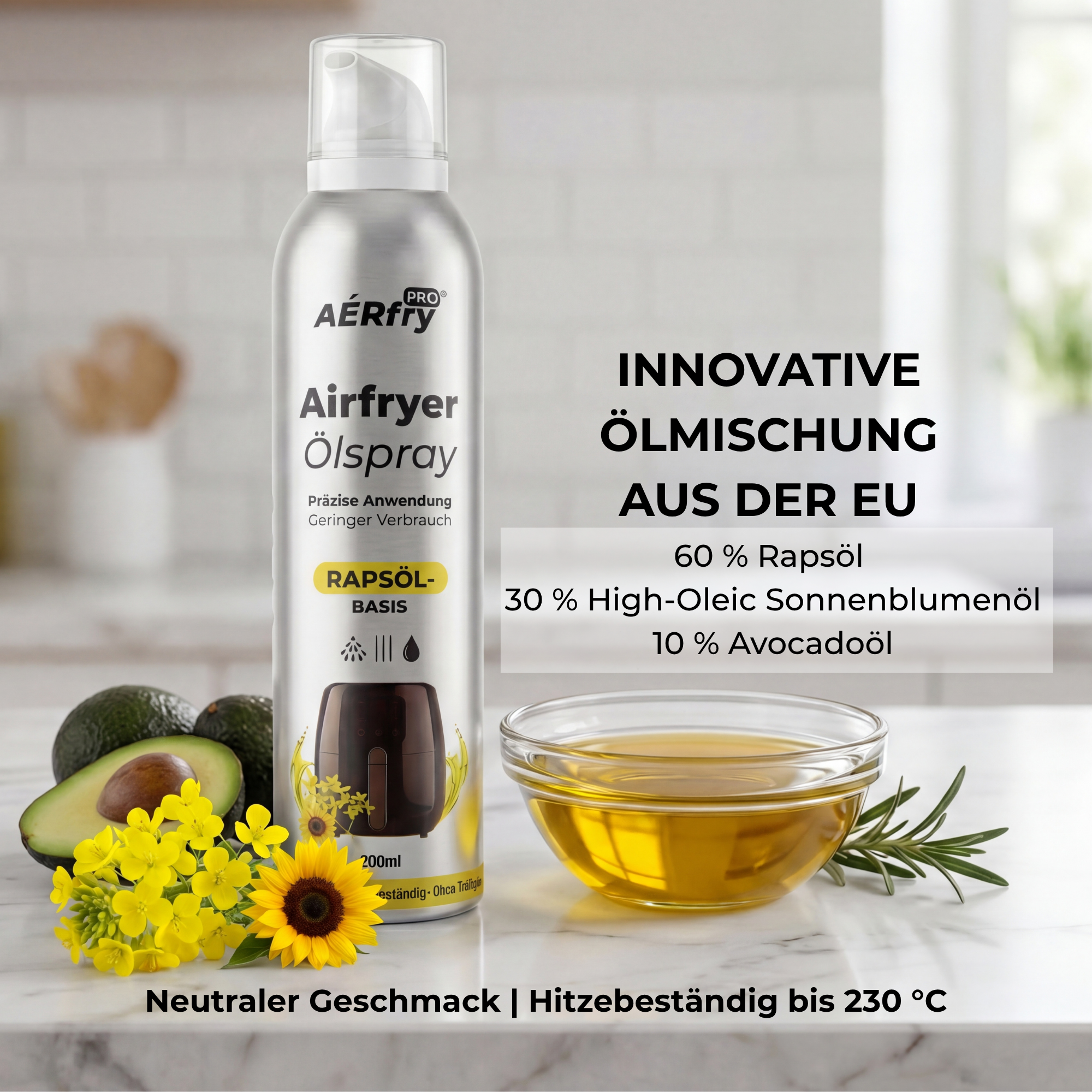 AÉRfryPRO® Airfryer Ölspray – Rapsöl ohne Treibgas – 200 ml