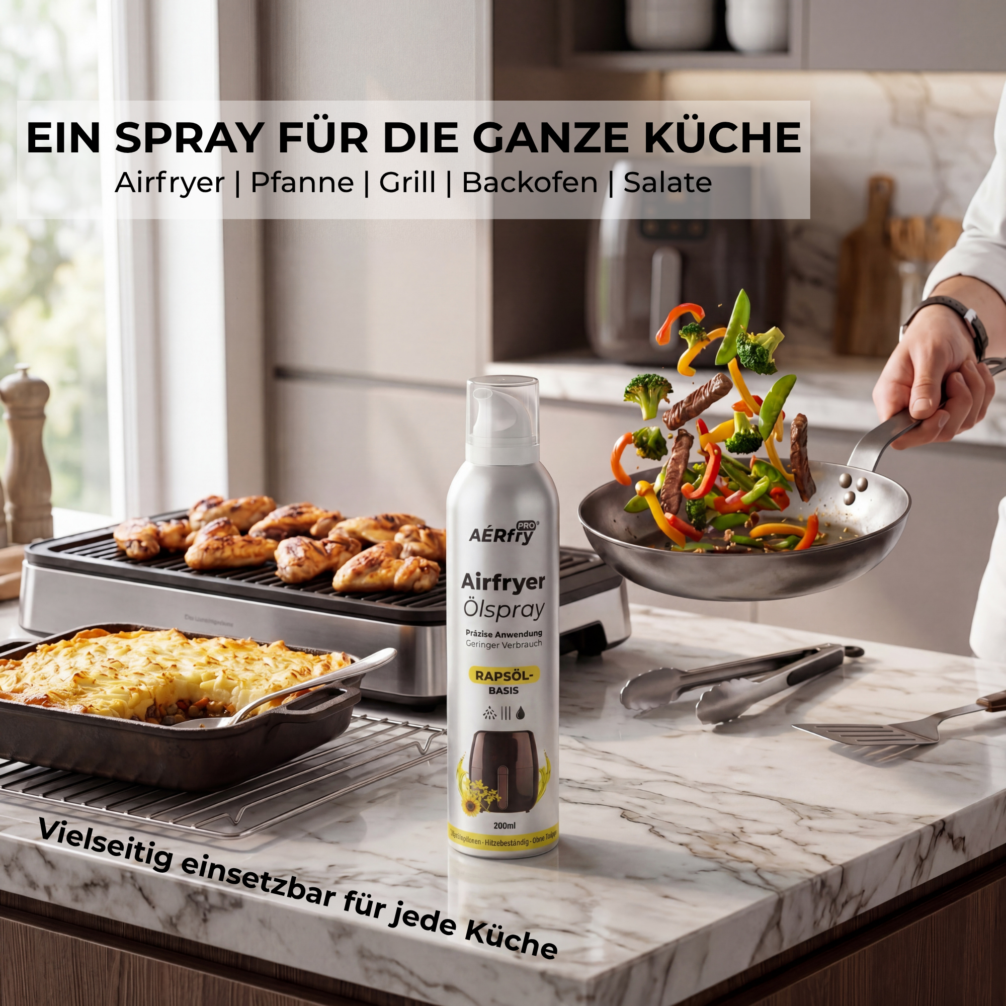 AÉRfryPRO® Airfryer Ölspray – Rapsöl ohne Treibgas – 200 ml