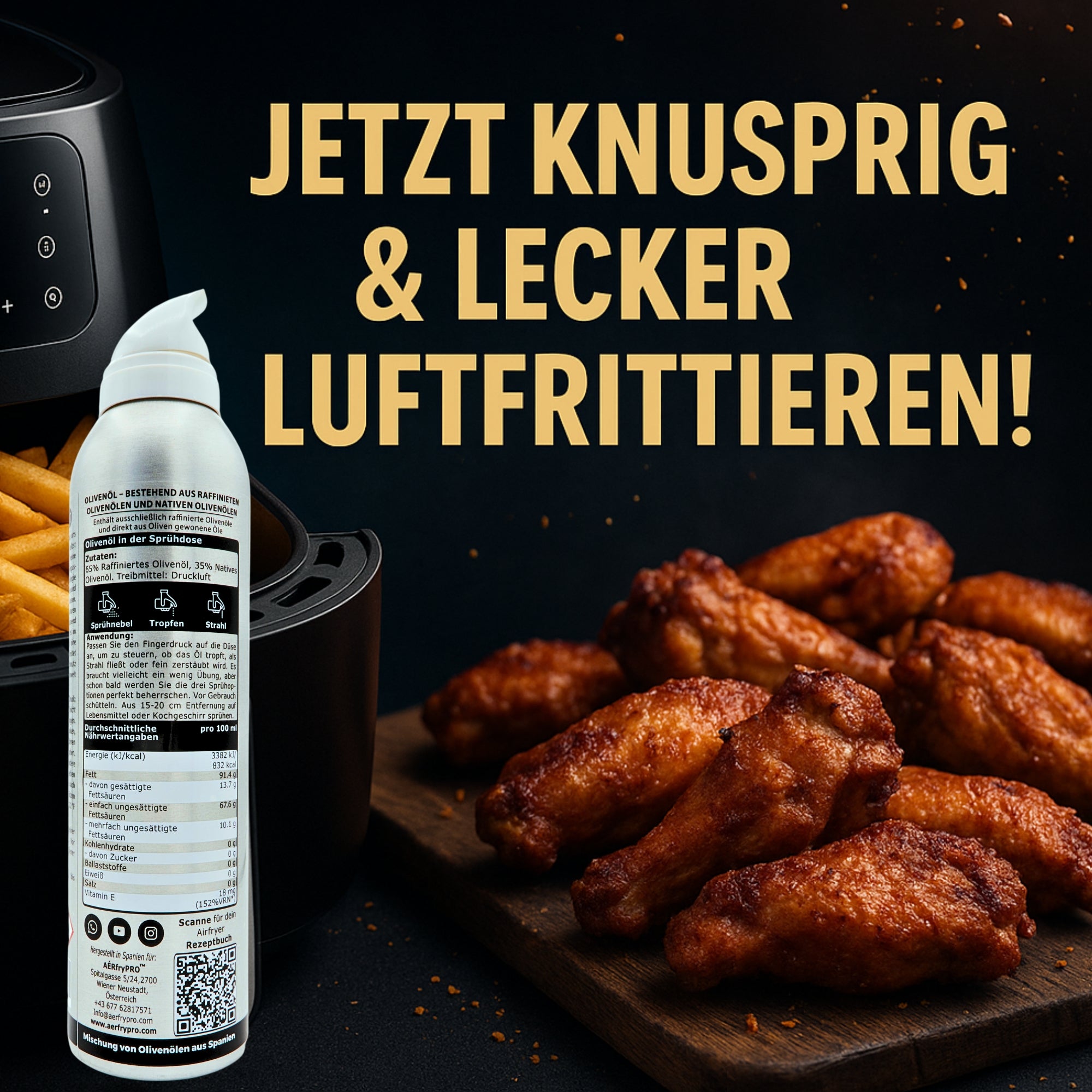AÉRfryPRO Airfryer Oil Spray – 100% Pure Olive Oil for the Air Fryer & Kitchen