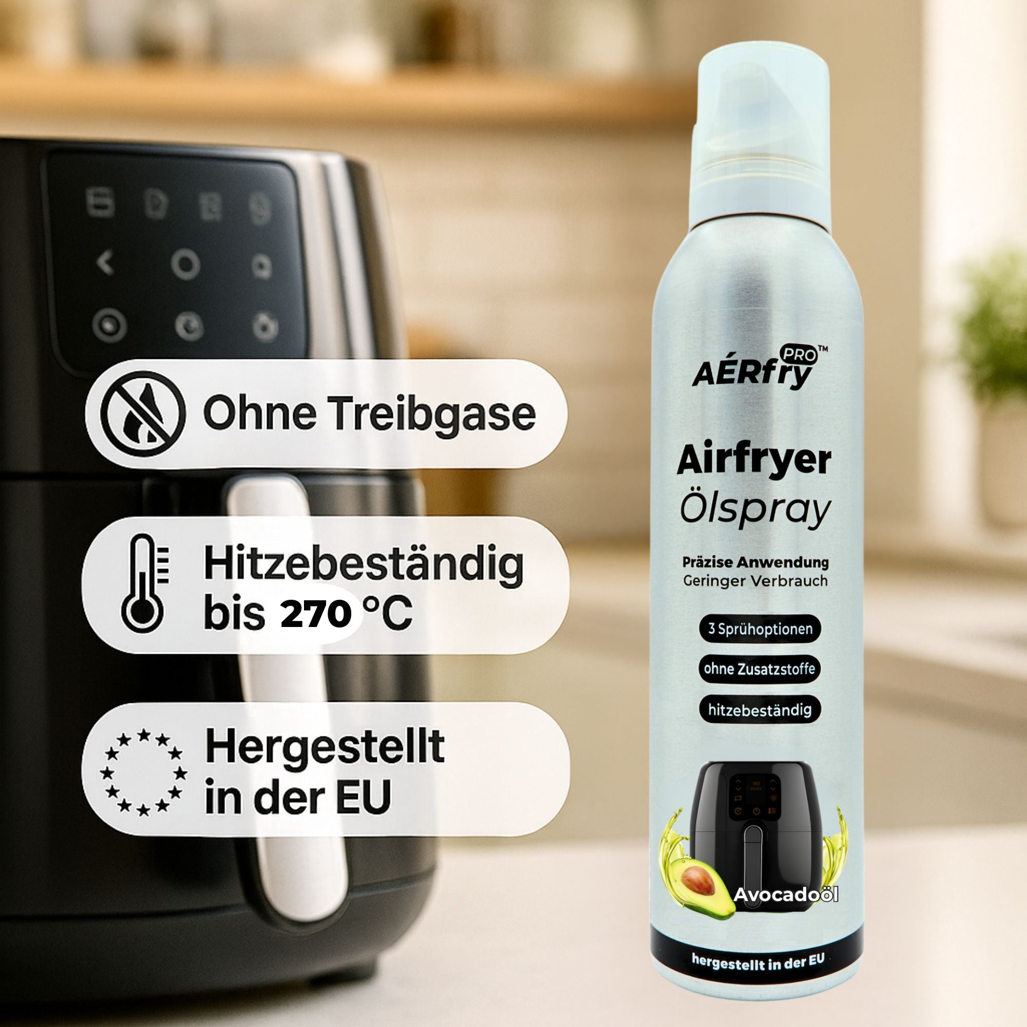 AÉRfryPRO® Airfryer Ölspray – Avocadoöl ohne Treibgas – 200 ml