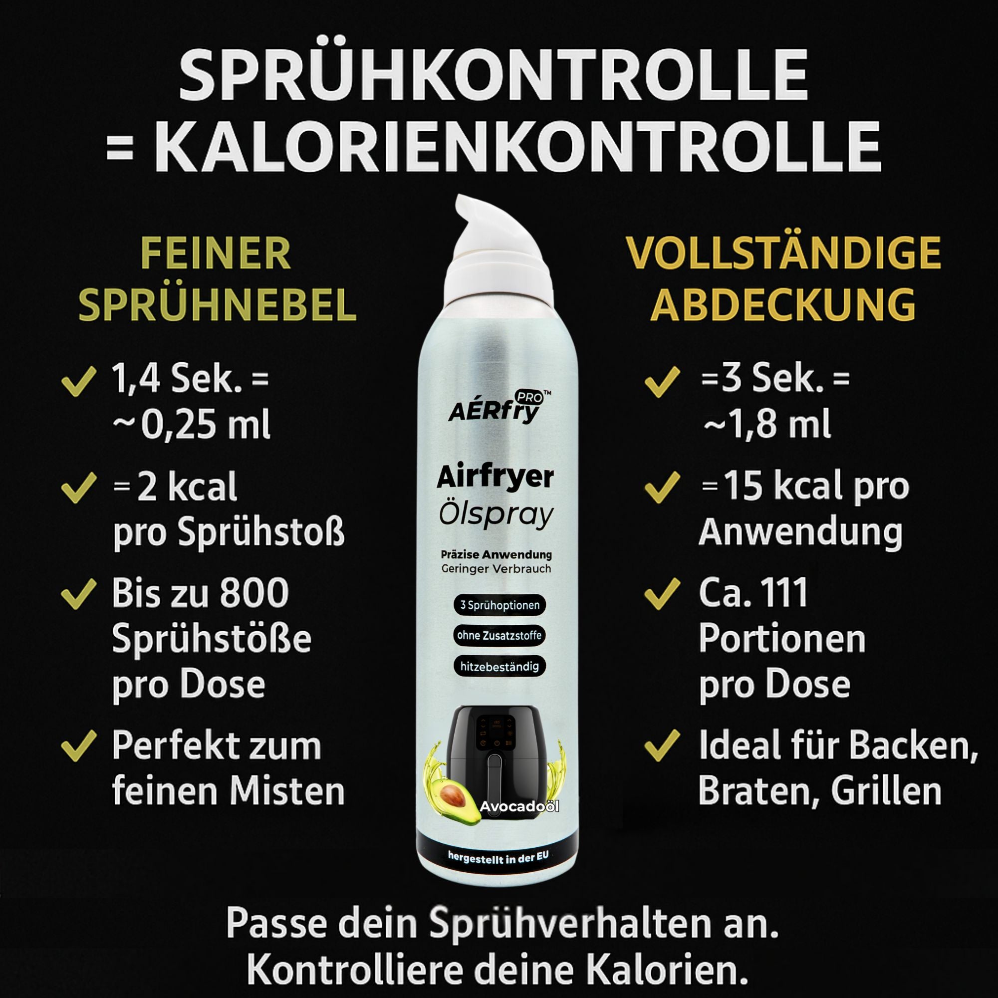 AÉRfryPRO® Airfryer Ölspray – Avocadoöl ohne Treibgas – 200 ml