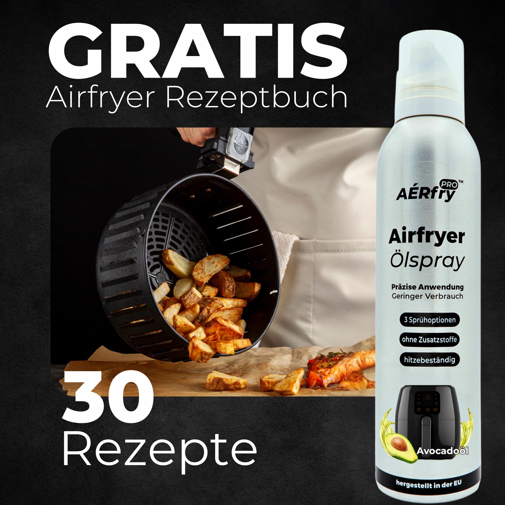AÉRfryPRO® Airfryer Ölspray – Avocadoöl ohne Treibgas – 200 ml