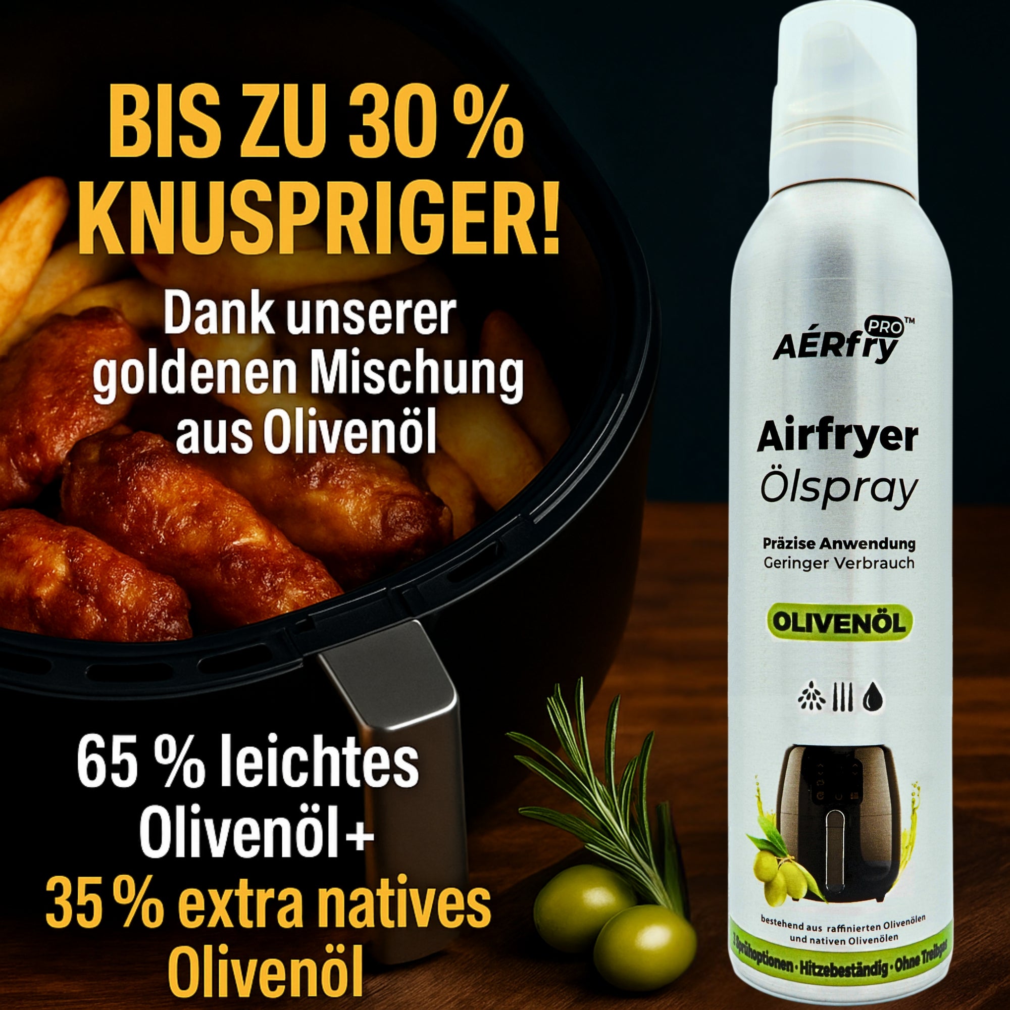 AÉRfryPRO™ Airfryer Ölspray – Olivenöl ohne Treibgas – 200 ml
