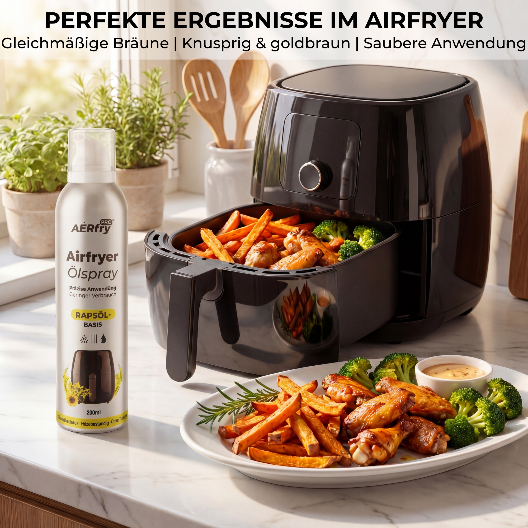 AÉRfryPRO® Airfryer Ölspray – Rapsöl ohne Treibgas – 200 ml