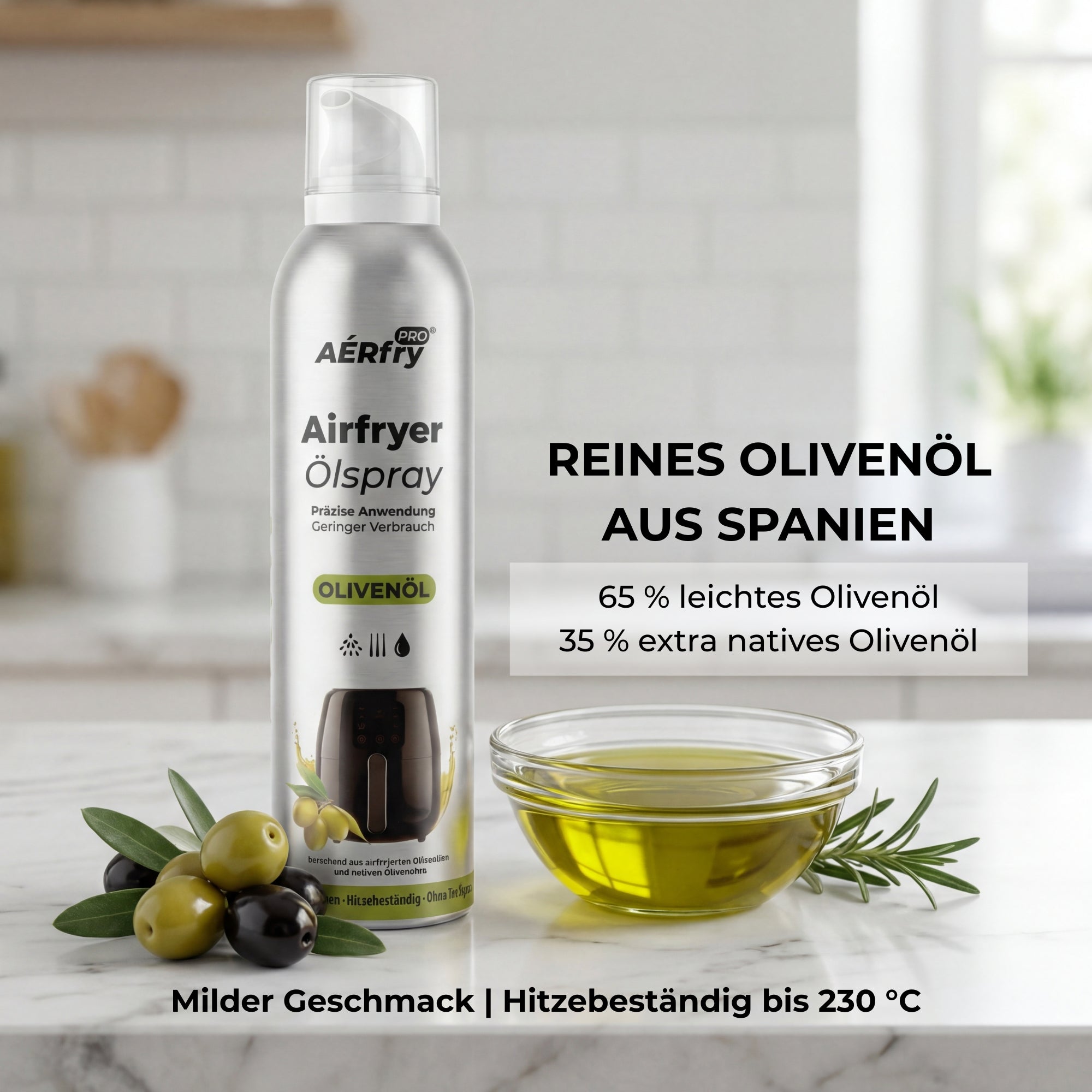 AÉRfryPRO Olivenöl Spray Inhaltsstoffe und Nährwerte