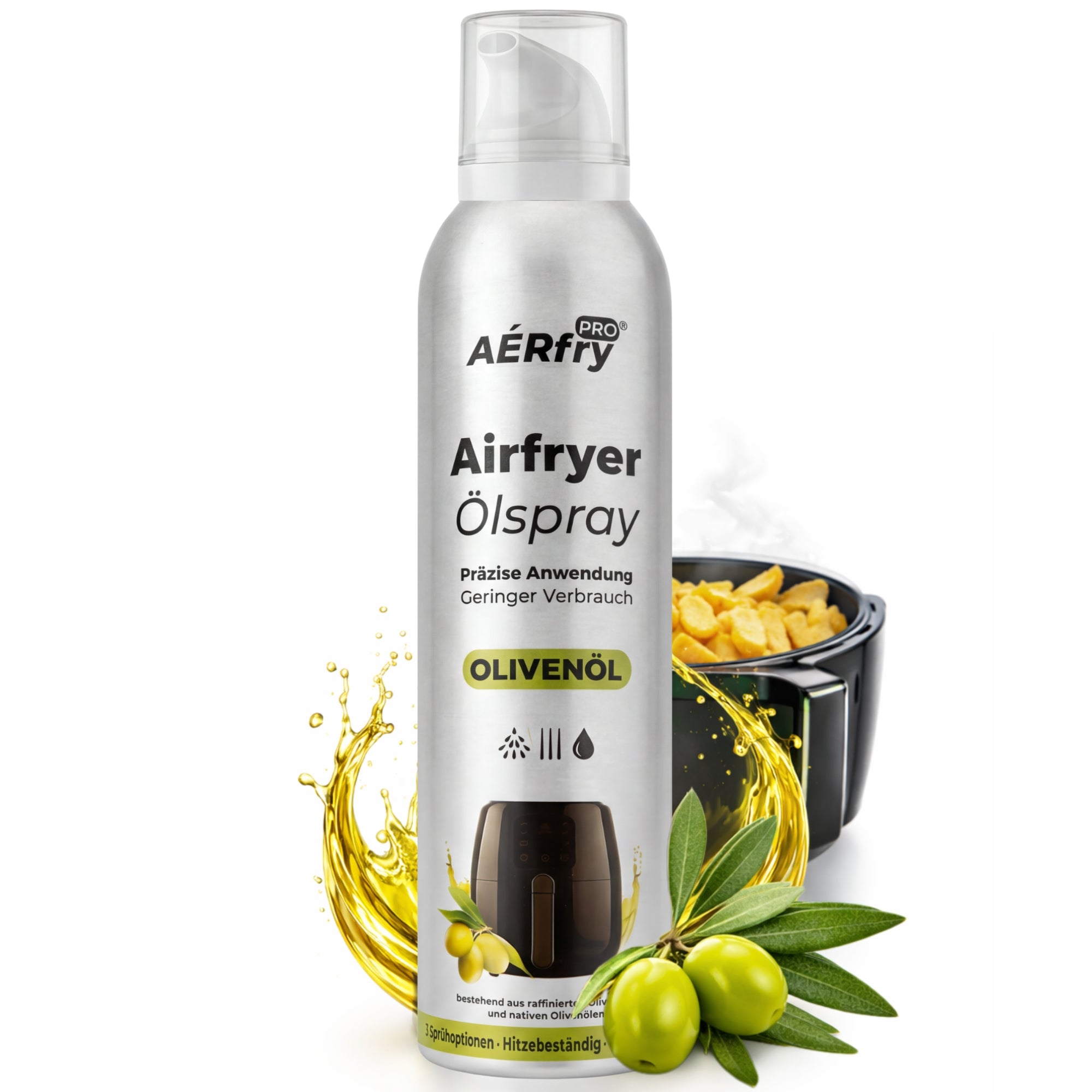 AÉRfryPRO Airfryer Ölspray Olivenöl Dose 200ml Vorderseite