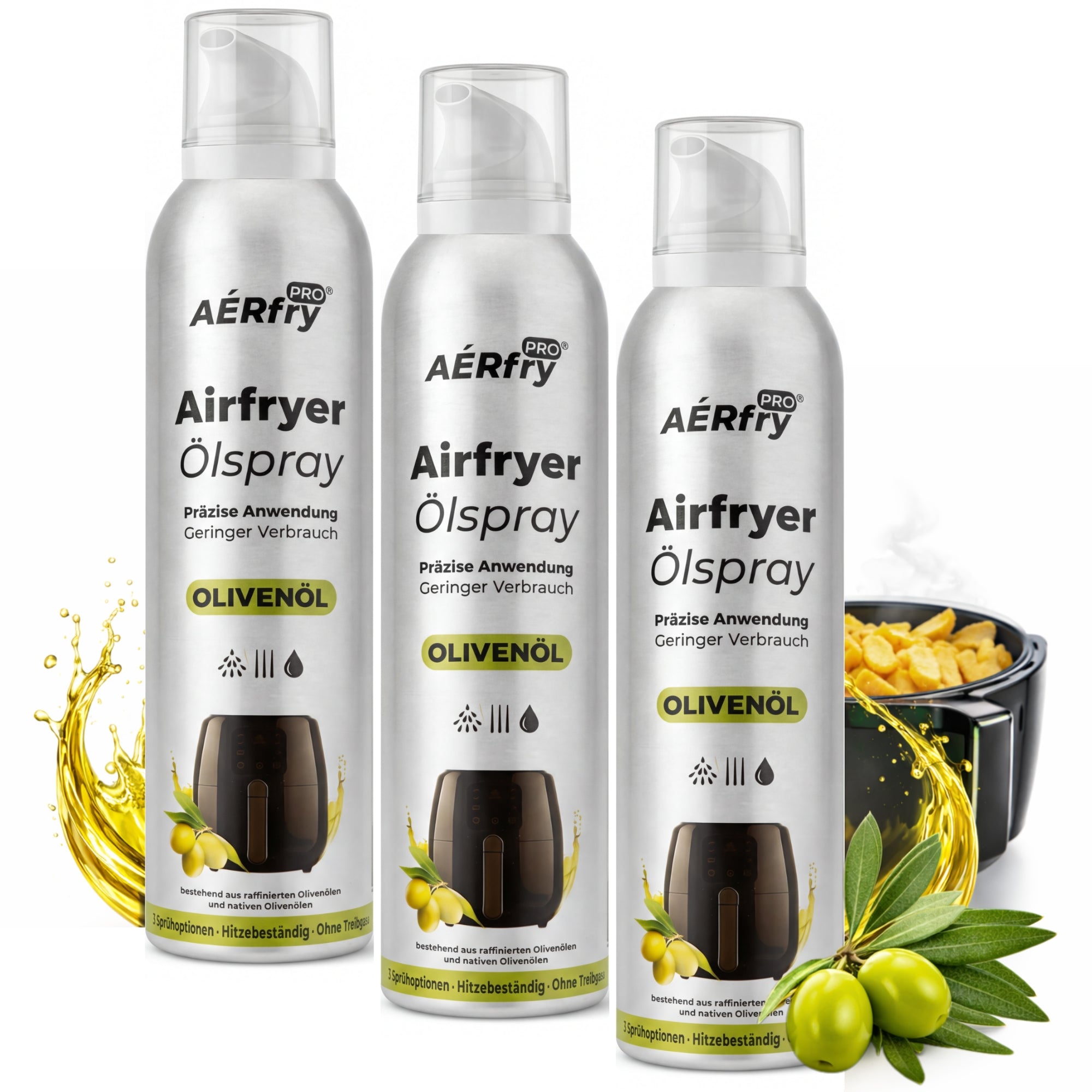 AÉRfryPRO Olivenöl Ölspray 3er Bundle Vorteilspack